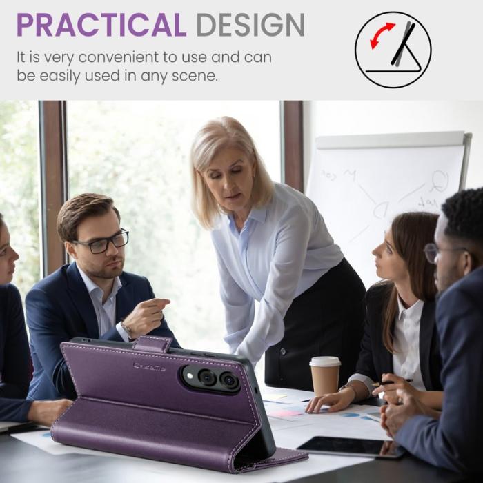 Caseme - CASEME 023 Samsung Galaxy S25 Edge Skal Läder Plånbok Lila