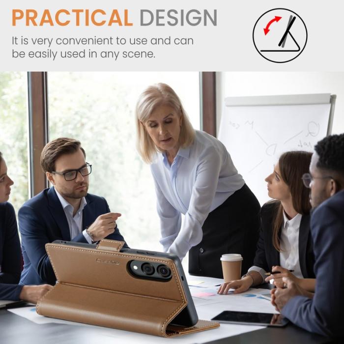 Caseme - CASEME 023 Samsung Galaxy S25 Edge Skal RFID Läder Brun