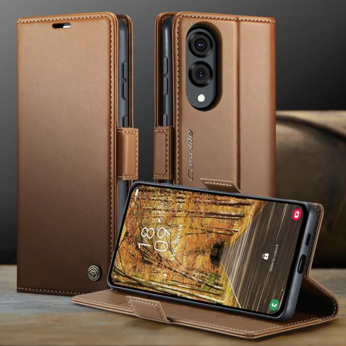 Caseme - CASEME 023 Samsung Galaxy S25 Edge Skal RFID Läder Brun