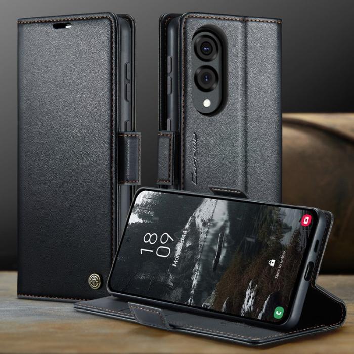 Caseme - CASEME 023 Samsung Galaxy S25 Edge Skal RFID Läder Svart