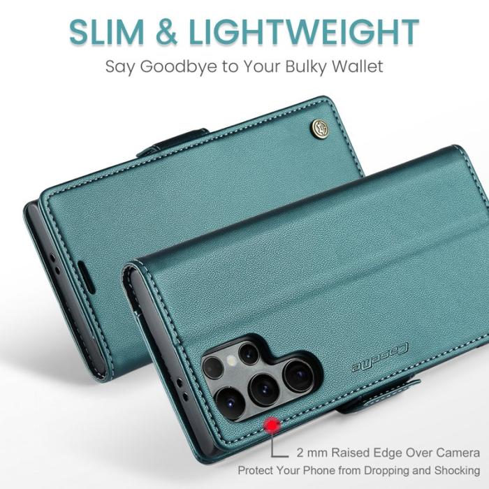 Caseme - CASEME 023 Samsung Galaxy S25 Ultra Läderfodral RFID Grön