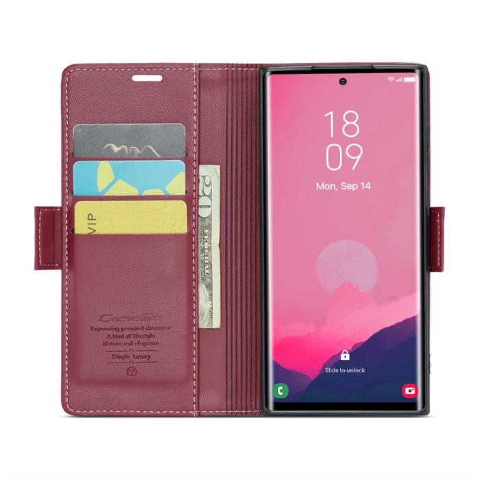 Caseme - CASEME 023 Samsung Galaxy S25 Ultra Läderfodral RFID Röd