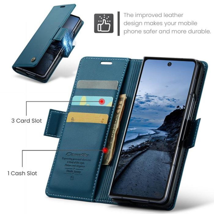Caseme - CASEME 023 Samsung Galaxy Z Fold7 5G Fodral Läder Blå