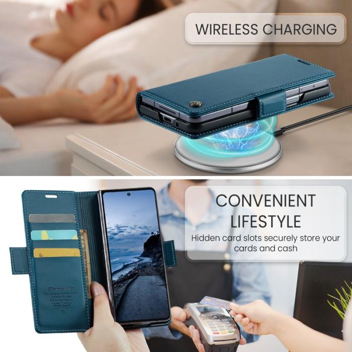 Caseme - CASEME 023 Samsung Galaxy Z Fold7 5G Fodral Läder Blå