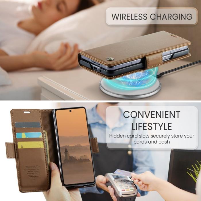 Caseme - CASEME 023 Samsung Galaxy Z Fold7 5G Fodral Läder Brun