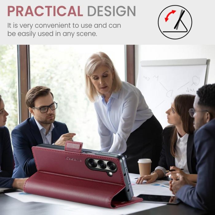 Caseme - CASEME 023 Samsung Galaxy Z Fold7 5G Fodral Läder Röd