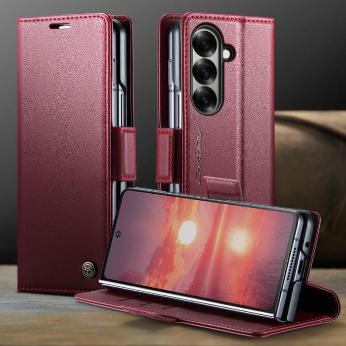 Caseme - CASEME 023 Samsung Galaxy Z Fold7 5G Fodral Läder Röd