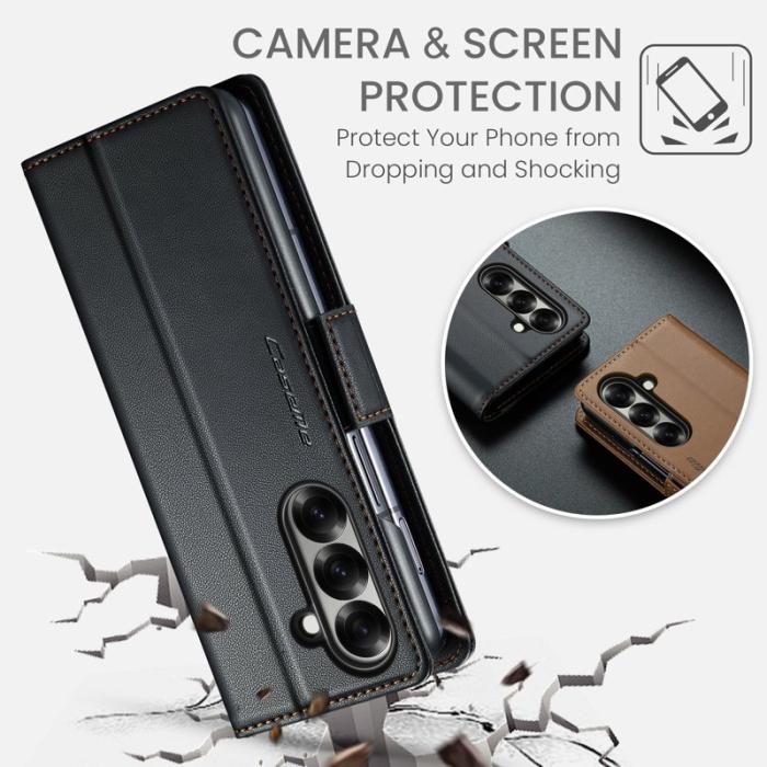 Caseme - CASEME 023 Samsung Galaxy Z Fold7 5G Skal Läder Plånbok Svart