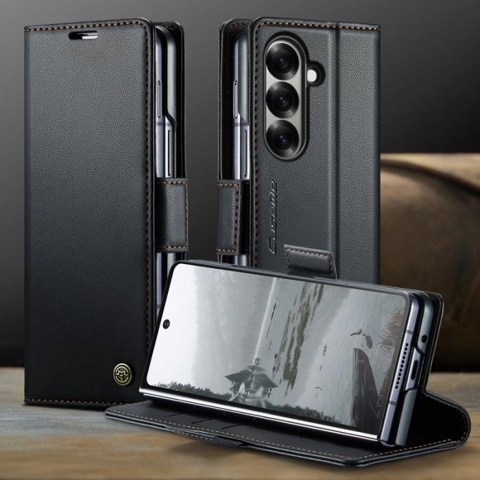Caseme - CASEME 023 Samsung Galaxy Z Fold7 5G Skal Läder Plånbok Svart