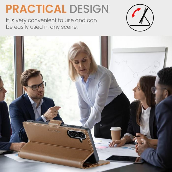 Caseme - CASEME 023 Series Konstläder Plånboksfodral för Samsung Galaxy A17 5G/4G - Brun