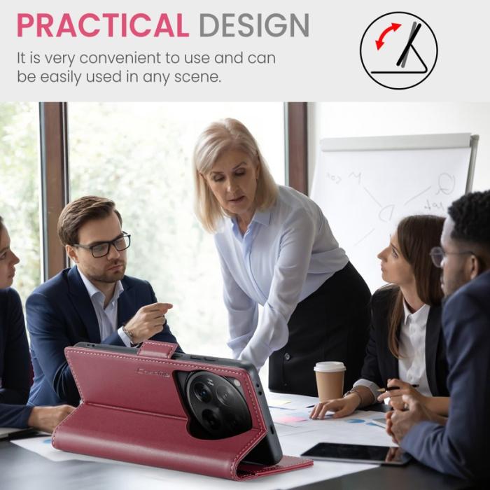 Caseme - CASEME 023 Series OnePlus 12 5G Fodral Läder Ställ - Röd