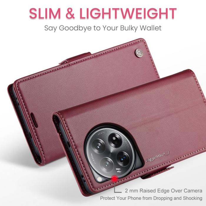Caseme - CASEME 023 Series OnePlus 12 5G Fodral Läder Ställ - Röd