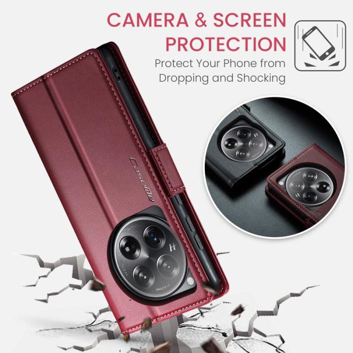 Caseme - CASEME 023 Series OnePlus 12 5G Fodral Läder Ställ - Röd