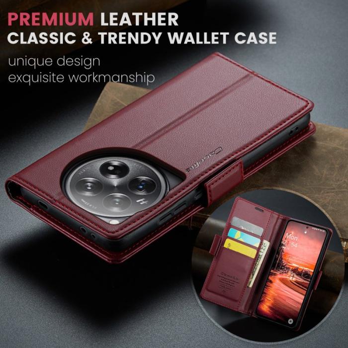 Caseme - CASEME 023 Series OnePlus 12 5G Fodral Läder Ställ - Röd