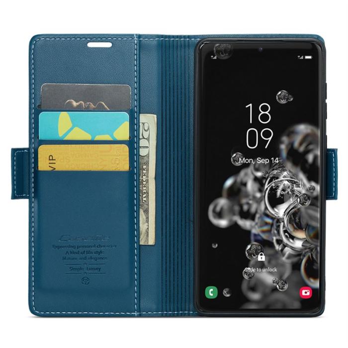 Caseme - CASEME 023 Series Samsung Galaxy S20 Ultra Fodral Läder Blå