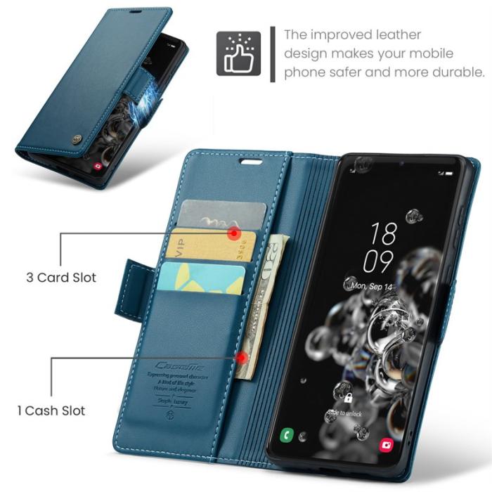 Caseme - CASEME 023 Series Samsung Galaxy S20 Ultra Fodral Läder Blå