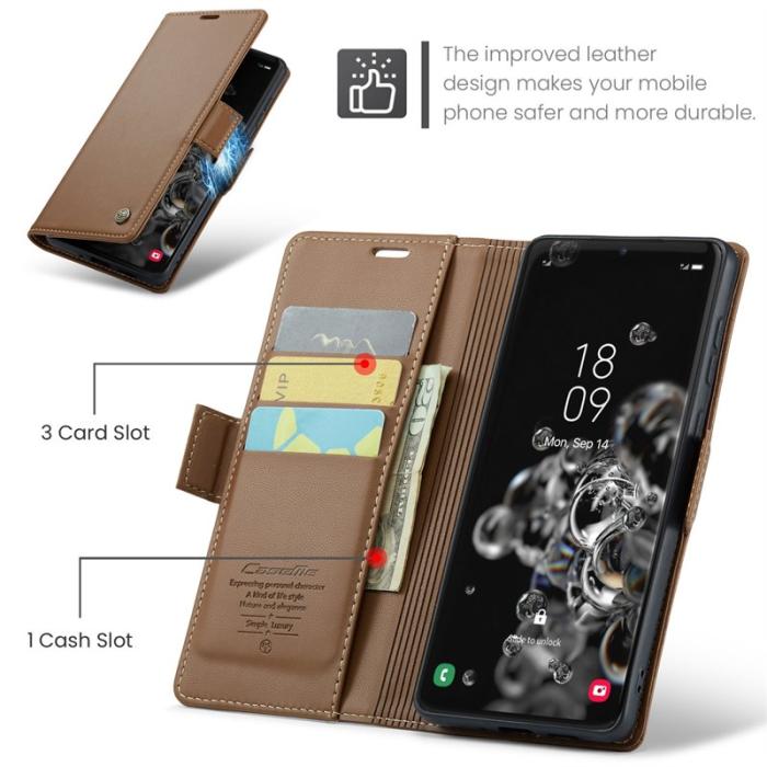 Caseme - CASEME 023 Series Samsung Galaxy S20 Ultra Fodral Läder Brun