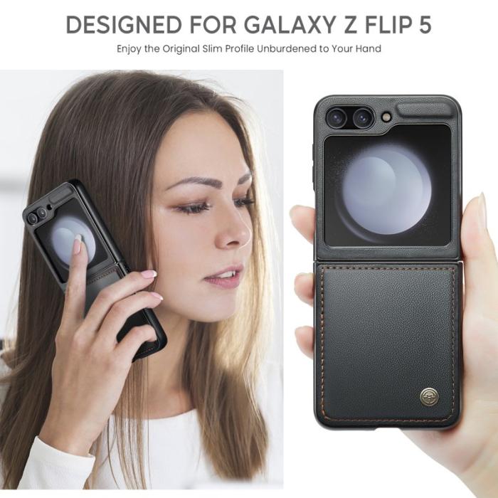 Caseme - CASEME 023 Series Samsung Galaxy Z Flip5 Fodral Läder Svart