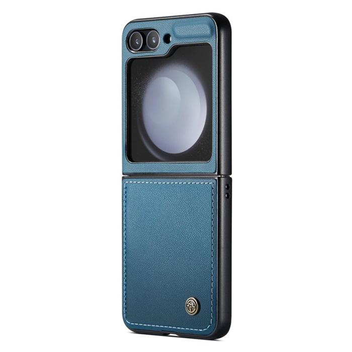 Caseme - CASEME 023 Series Samsung Galaxy Z Flip5 Skal Litchi Blå