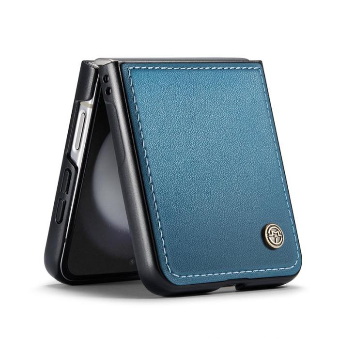 Caseme - CASEME 023 Series Samsung Galaxy Z Flip5 Skal Litchi Blå