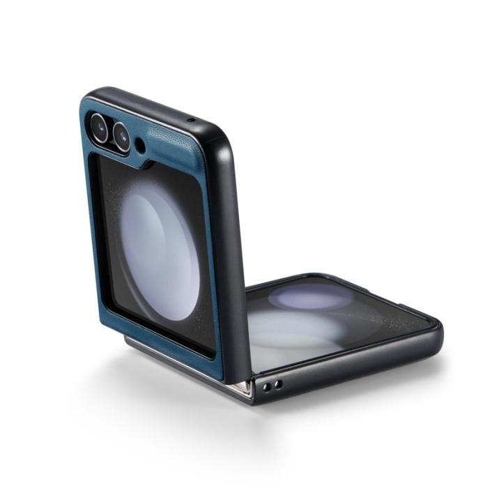 Caseme - CASEME 023 Series Samsung Galaxy Z Flip5 Skal Litchi Blå