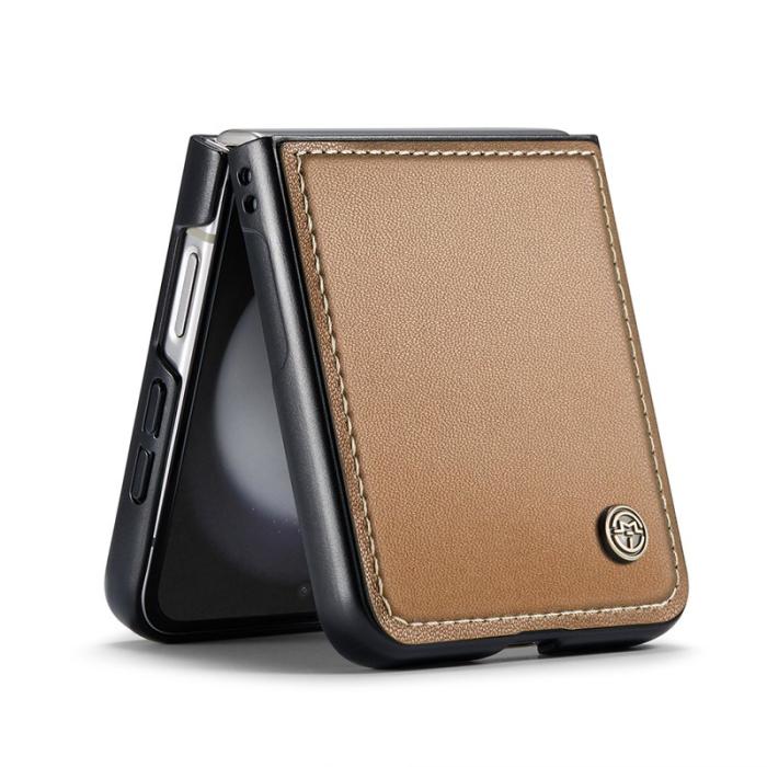 Caseme - CASEME 023 Series Samsung Galaxy Z Flip5 Skal Litchi Brun