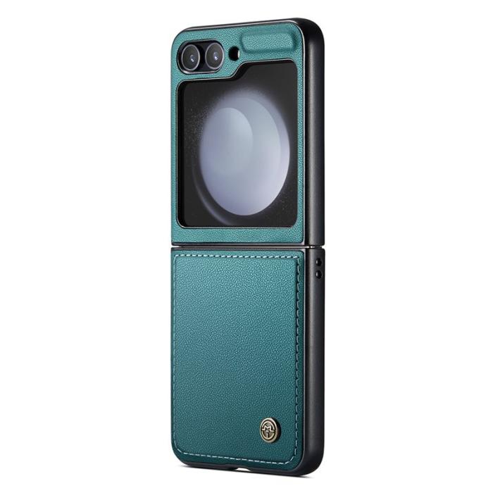 Caseme - CASEME 023 Series Samsung Galaxy Z Flip5 Skal Litchi Grön
