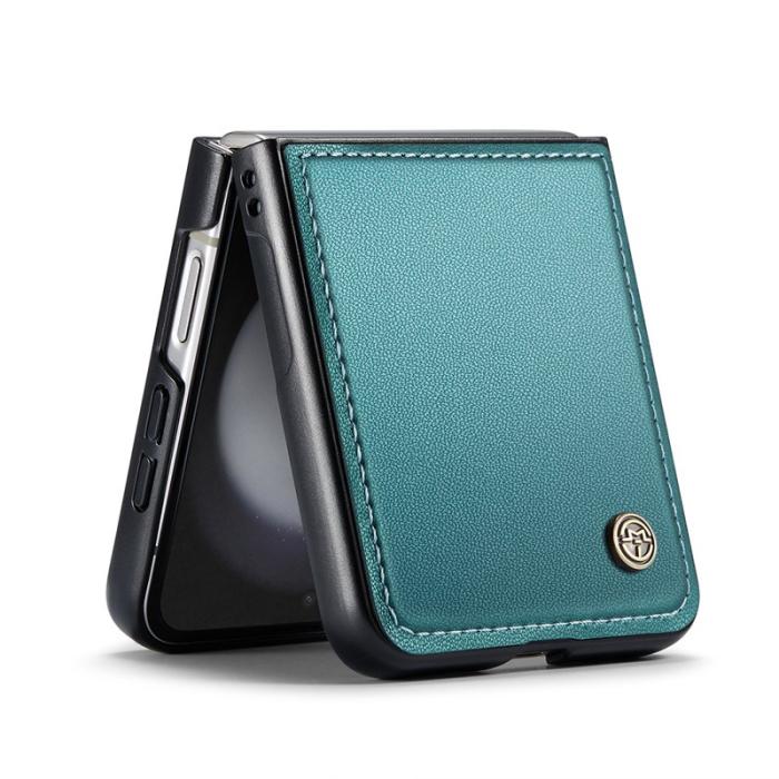 Caseme - CASEME 023 Series Samsung Galaxy Z Flip5 Skal Litchi Grön