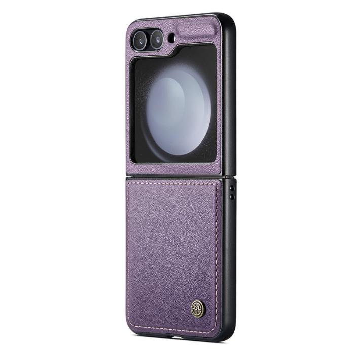 Caseme - CASEME 023 Series Samsung Galaxy Z Flip5 Skal Litchi Läder Lila