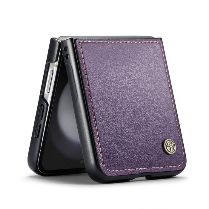 Caseme - CASEME 023 Series Samsung Galaxy Z Flip5 Skal Litchi Läder Lila