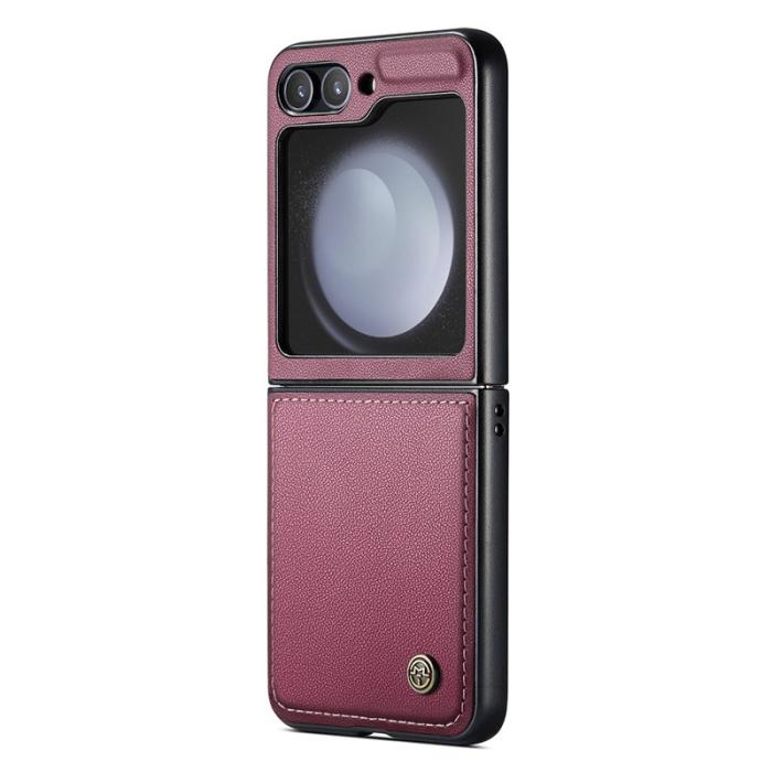 Caseme - CASEME 023 Series Samsung Galaxy Z Flip5 Skal Litchi Röd