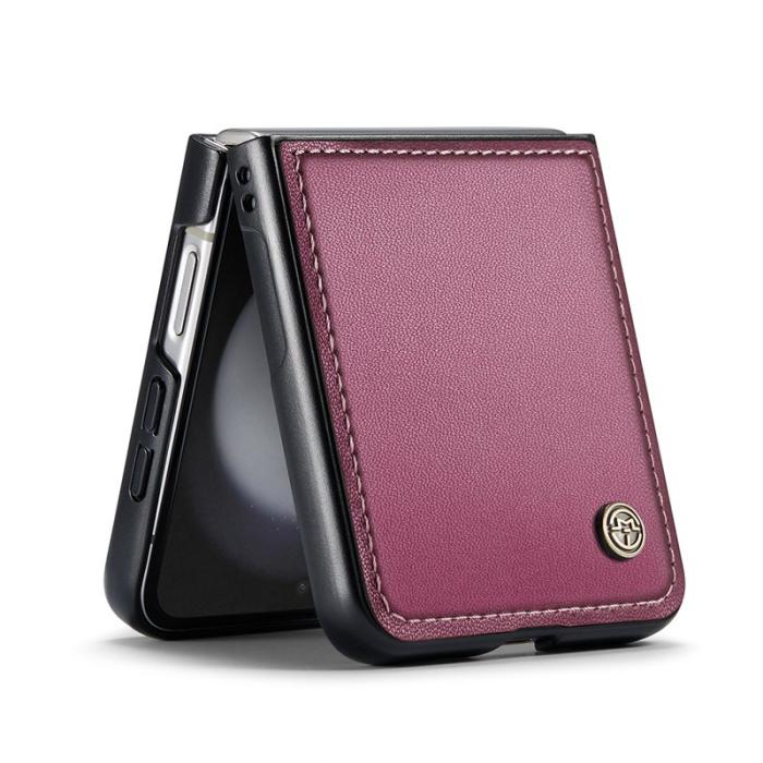 Caseme - CASEME 023 Series Samsung Galaxy Z Flip5 Skal Litchi Röd