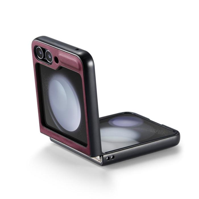 Caseme - CASEME 023 Series Samsung Galaxy Z Flip5 Skal Litchi Röd