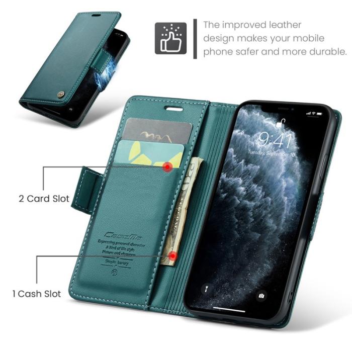 Caseme - CASEME 023 Series Ställbar Läderfodral iPhone 11 Pro Grön