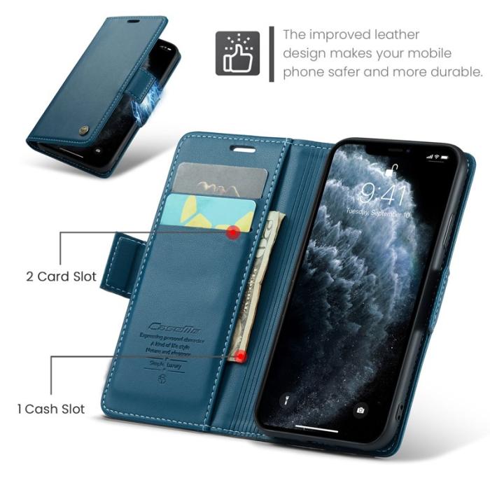 Caseme - CASEME 023 Series Ställbart Läderfodral iPhone 11 Pro Blå