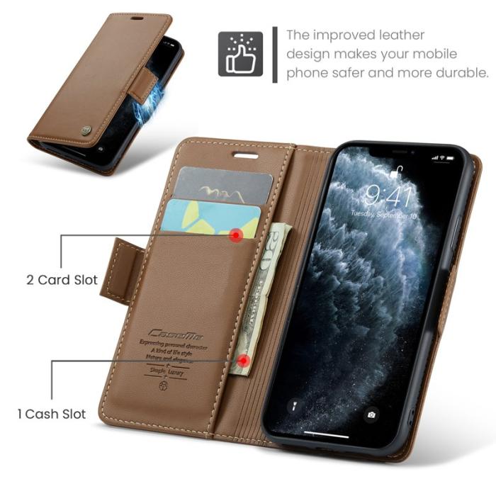 Caseme - CASEME 023 Series Ställskydd i Läder för iPhone 11 Pro - Brun