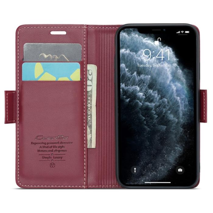Caseme - CASEME 023 Series Ställskydd i Läder för iPhone 11 Pro - Röd
