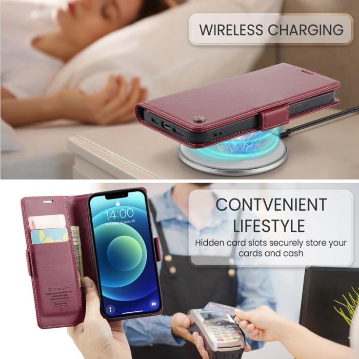 Caseme - CASEME 023 Stand Wallet Case iPhone 12 mini Läder Röd