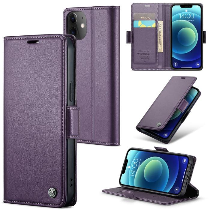Caseme - CASEME 023 Stand Wallet Case iPhone 12 mini Lila Leather
