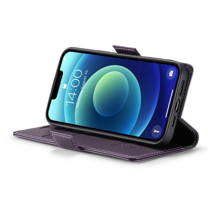 Caseme - CASEME 023 Stand Wallet Case iPhone 12 mini Lila Leather