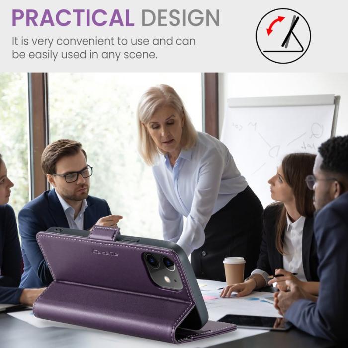 Caseme - CASEME 023 Stand Wallet Case iPhone 12 mini Lila Leather