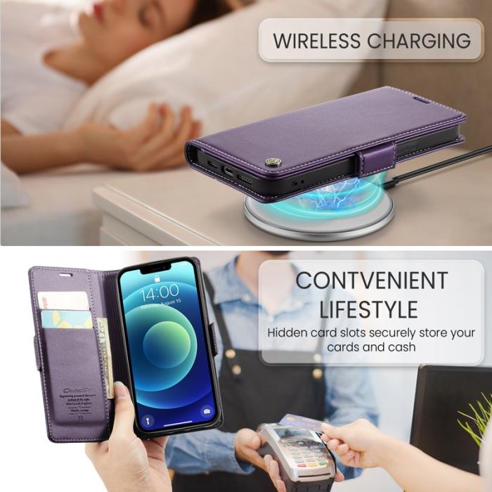 Caseme - CASEME 023 Stand Wallet Case iPhone 12 mini Lila Leather
