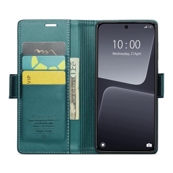 Caseme - CASEME 023 Xiaomi 13 Läderfodral RFID Blockering Grön