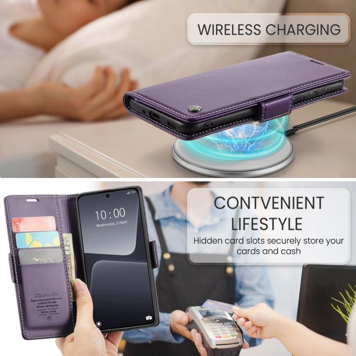 Caseme - CASEME 023 Xiaomi 13 Läderfodral RFID Blockering Lila