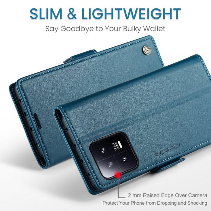 Caseme - CASEME 023 Xiaomi 13 Läderfodral RFID Skydd 3 Kort Blå
