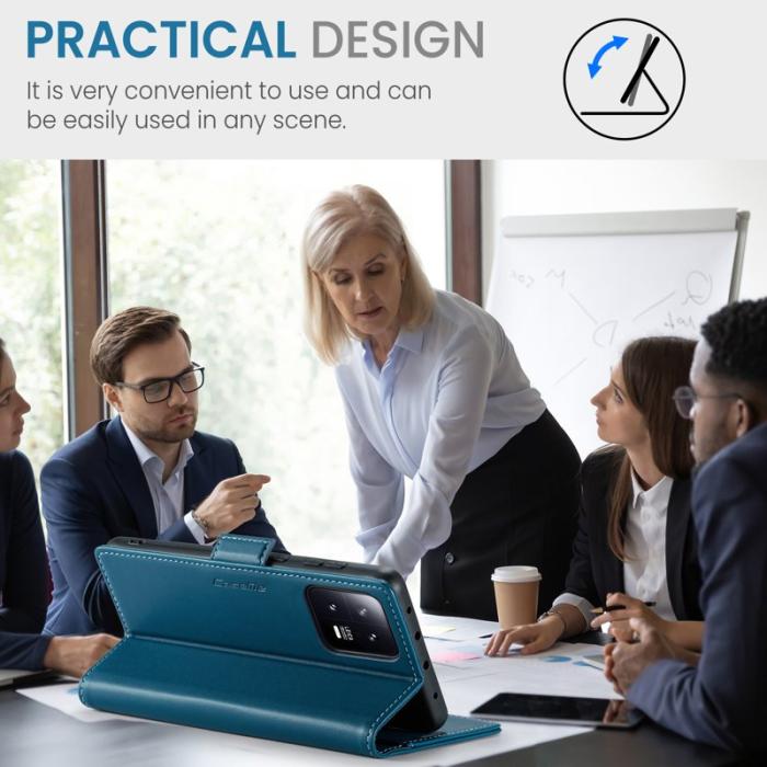 Caseme - CASEME 023 Xiaomi 13 Läderfodral RFID Skydd 3 Kort Blå