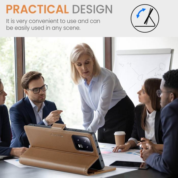 Caseme - CASEME 023 Xiaomi 13 Läderfodral RFID Skydd 3 Kort - Brun