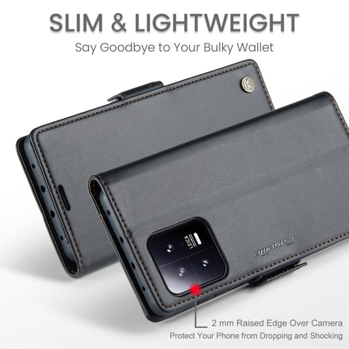 Caseme - CASEME Xiaomi 13 Plånboksfodral Konstläder RFID-Skydd 3 Kort Svart
