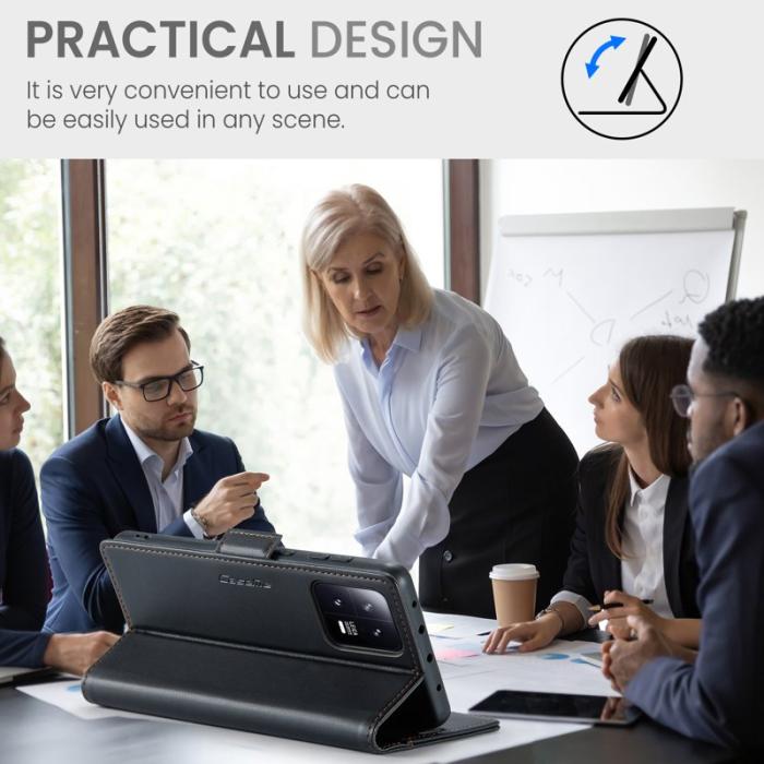 Caseme - CASEME Xiaomi 13 Plånboksfodral Konstläder RFID-Skydd 3 Kort Svart