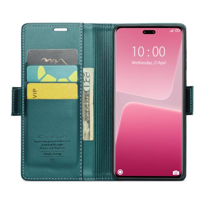Caseme - CASEME Xiaomi 13 Lite / Civi 2 5G Plånboksfodral Konstläder Grön